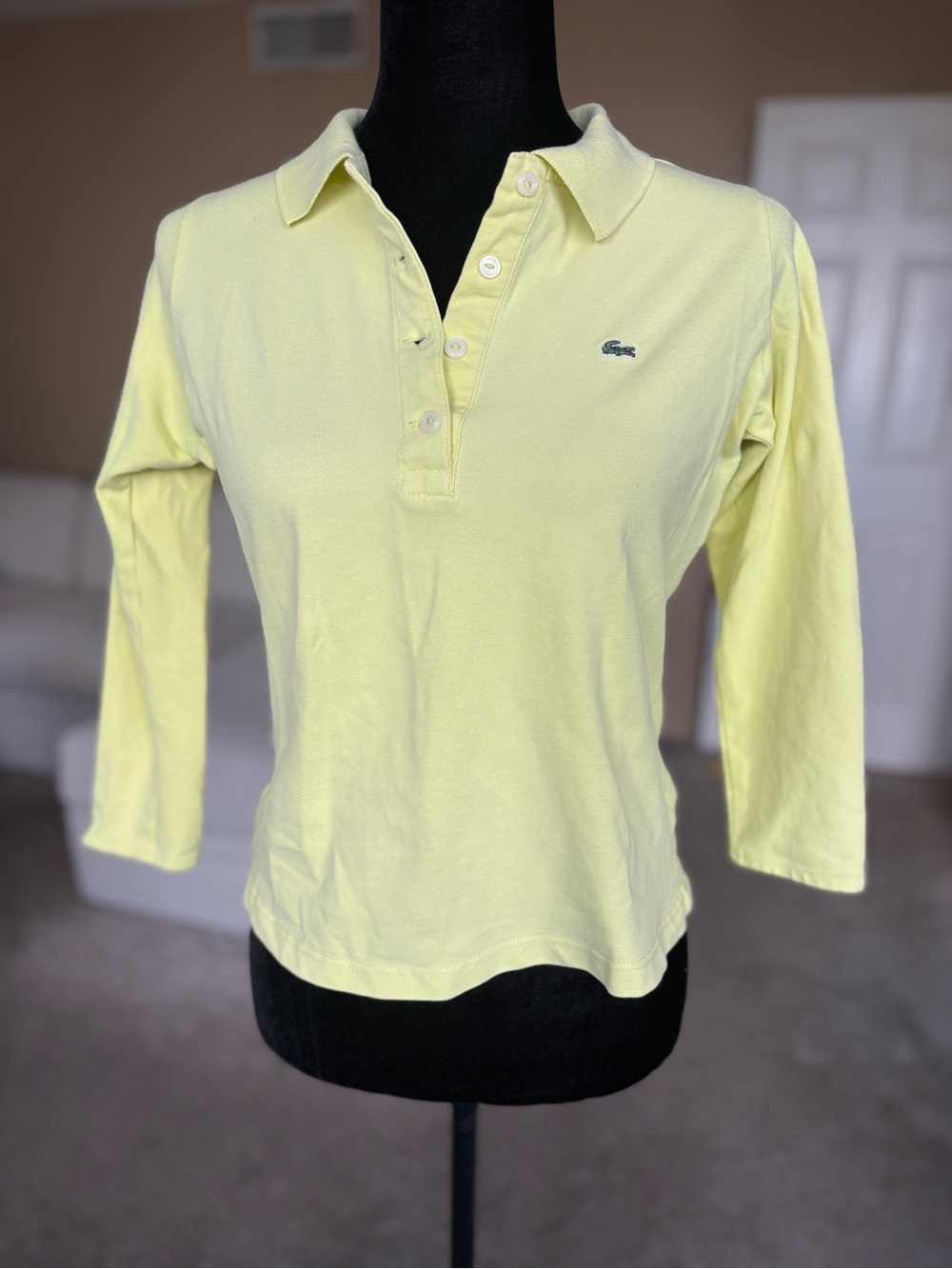 Lacoste Pale Yellow 3/4th Sleeve Polo Shirt size 42